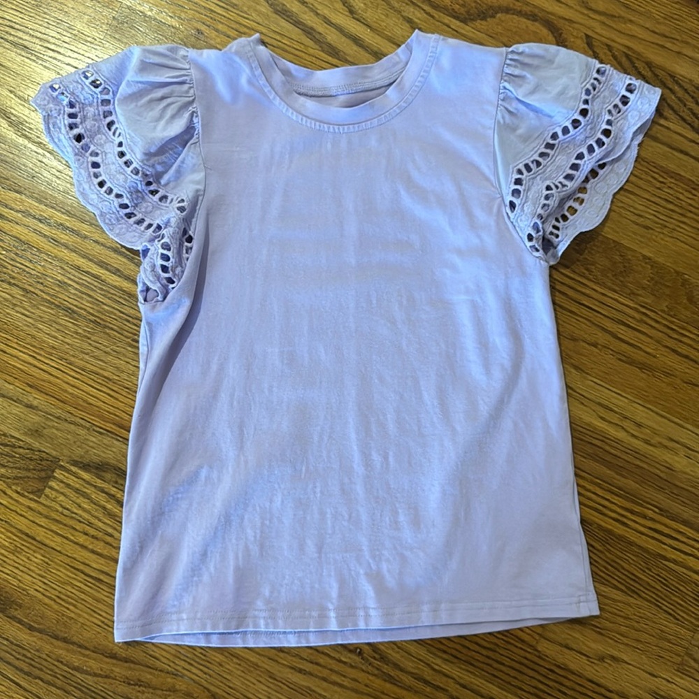 New Girls purple flutter sleeve top size 8